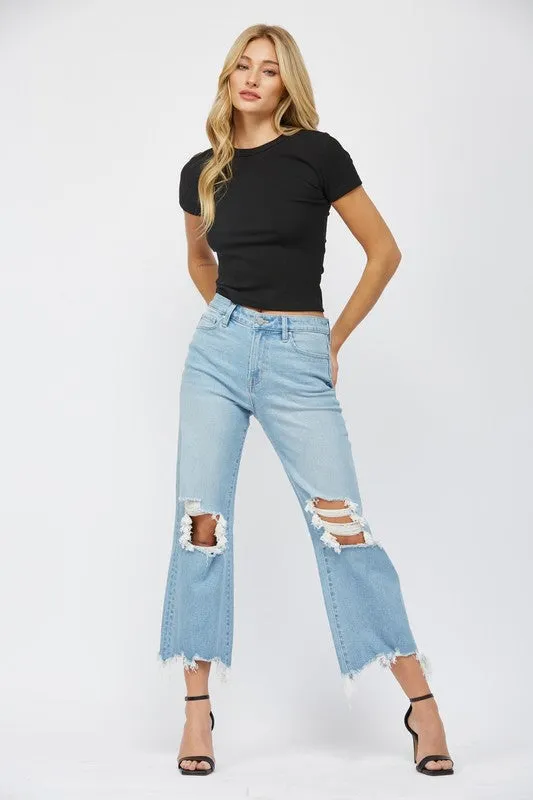 90s Vintage Crop Flare Jeans