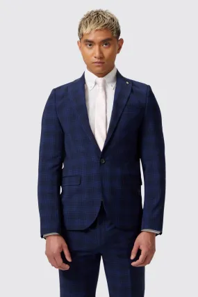 Barlow Slim Fit Navy Wool Check Jacket