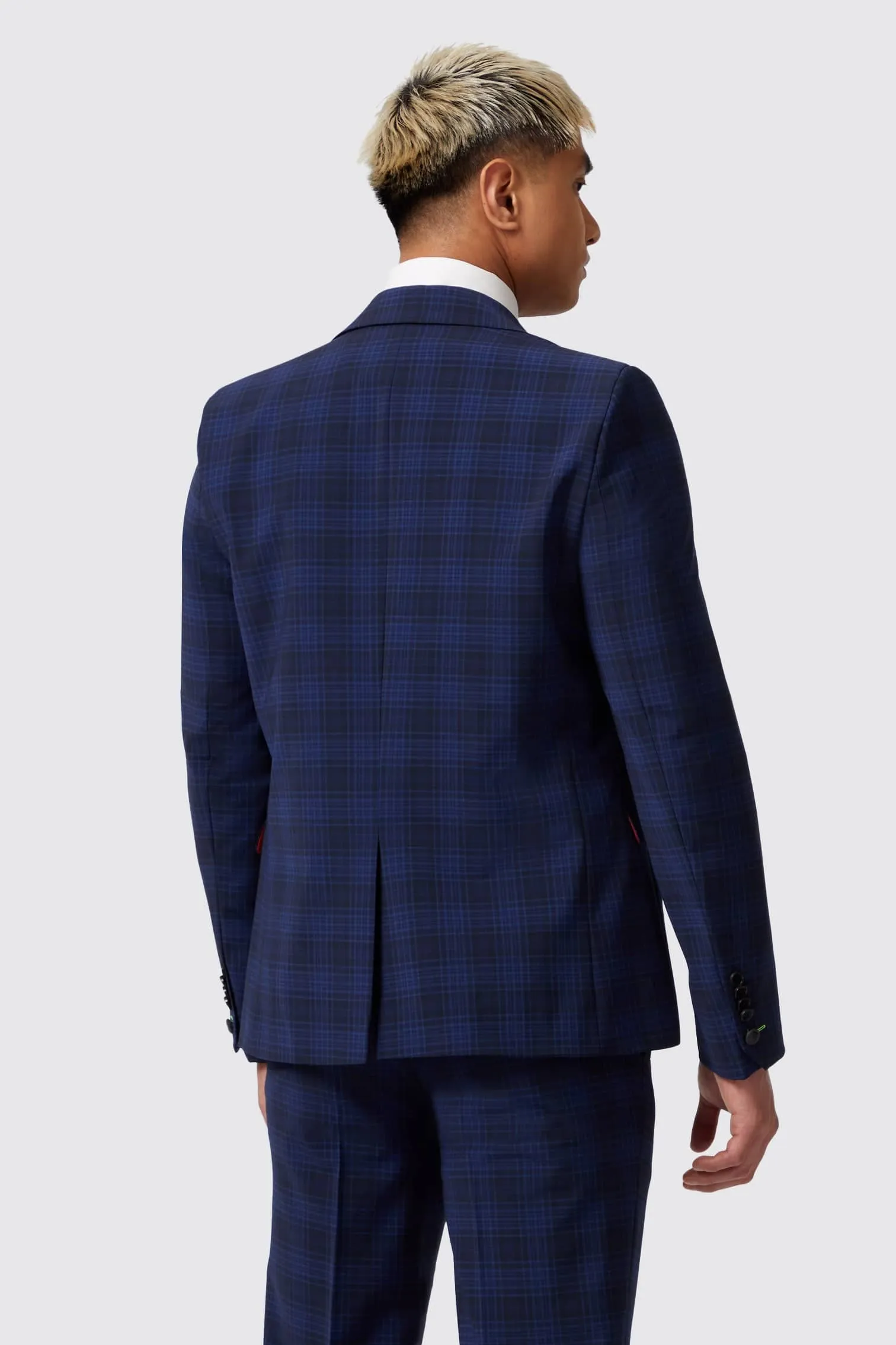 Barlow Slim Fit Navy Wool Check Jacket