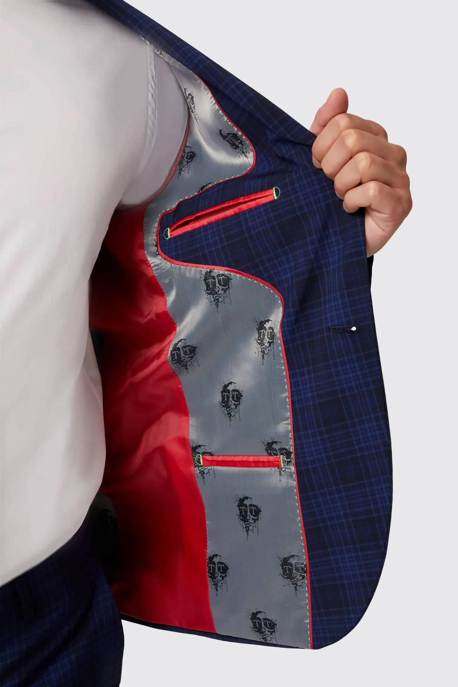 Barlow Slim Fit Navy Wool Check Jacket