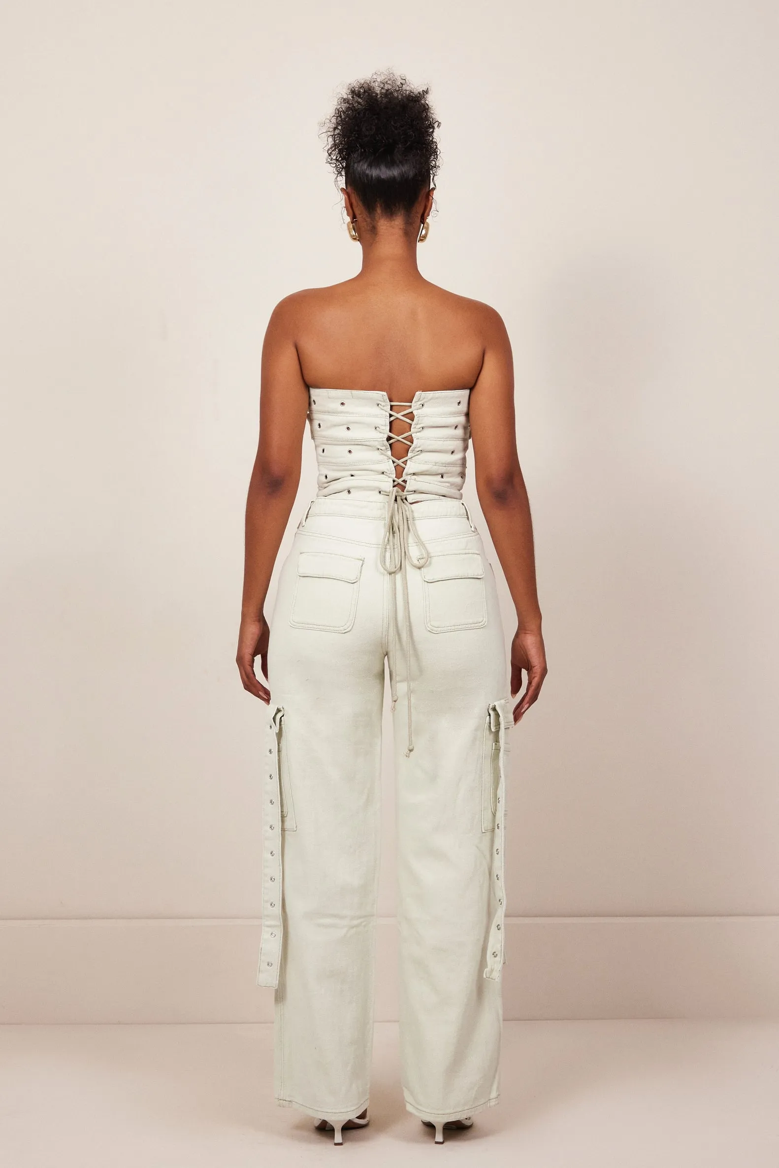 Belted Denim Jeans - Grey Wash