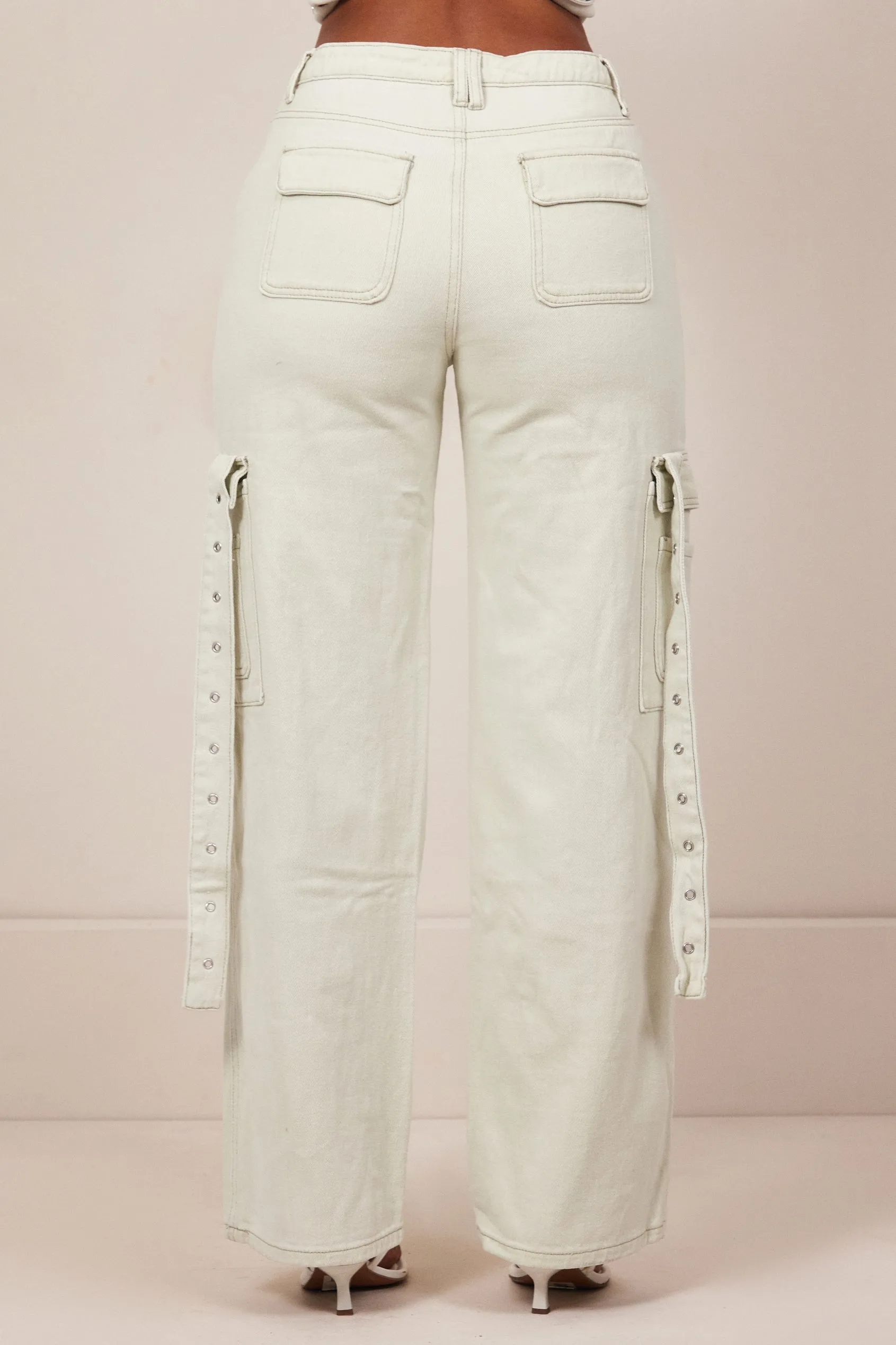 Belted Denim Jeans - Grey Wash