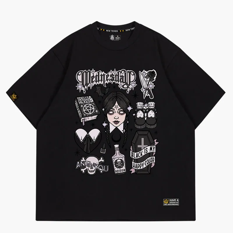 benpaolv Wednesday Aesthetic Black T-Shirt Witchcore