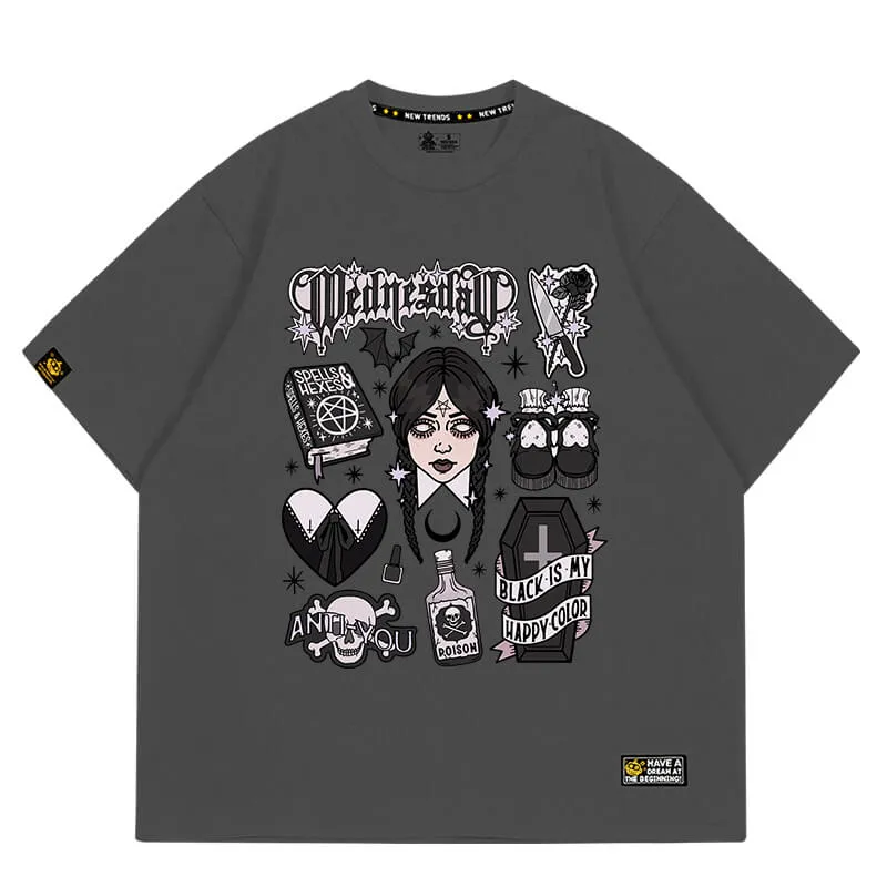 benpaolv Wednesday Aesthetic Black T-Shirt Witchcore