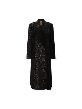 Black and Gold Accordion Pleated Velvet Coat