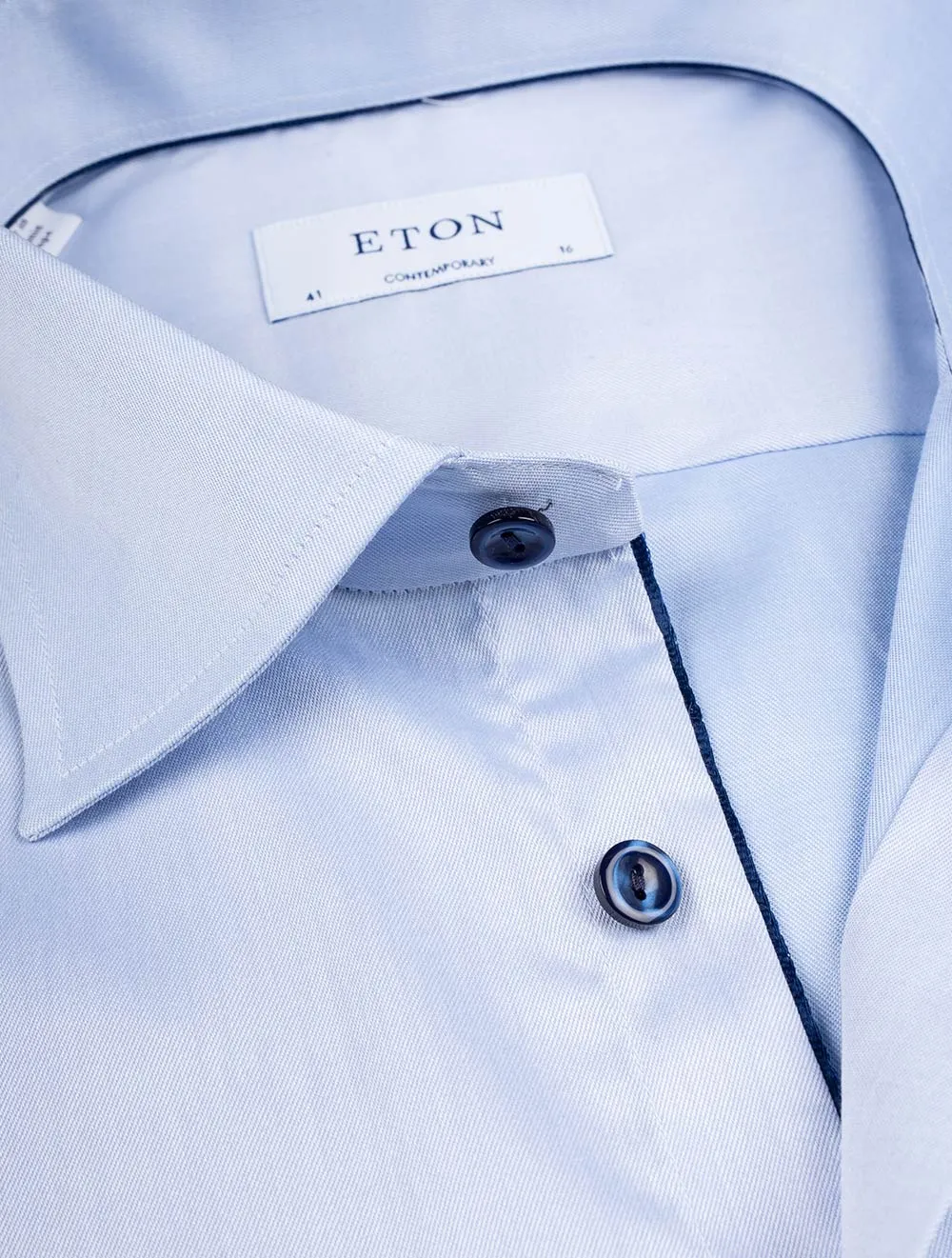 Blue Signature Twill Navy Details Contemporary Fit Shirt
