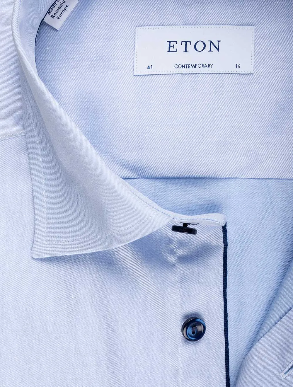 Blue Signature Twill Navy Details Contemporary Fit Shirt