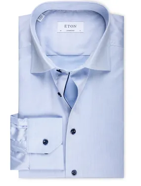 Blue Signature Twill Navy Details Contemporary Fit Shirt