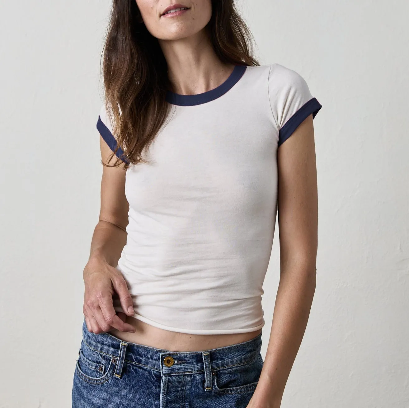 Bodhi Shrunken Ringer Tee Shirt | Navy