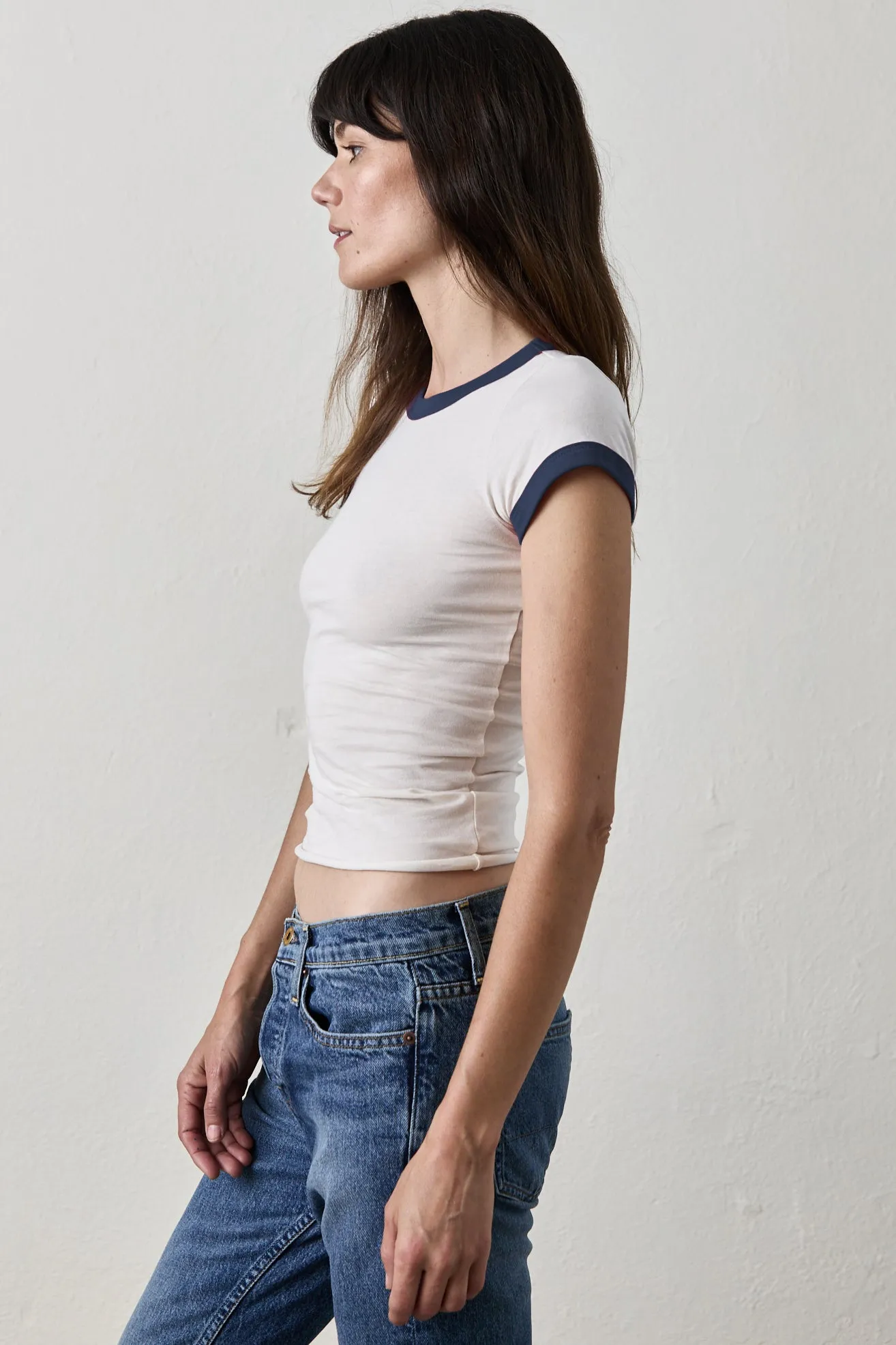 Bodhi Shrunken Ringer Tee Shirt | Navy