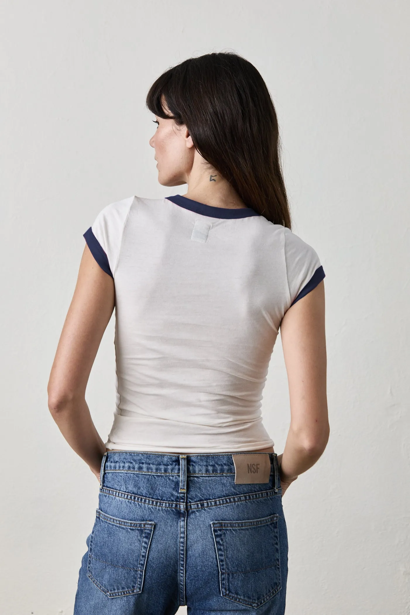 Bodhi Shrunken Ringer Tee Shirt | Navy