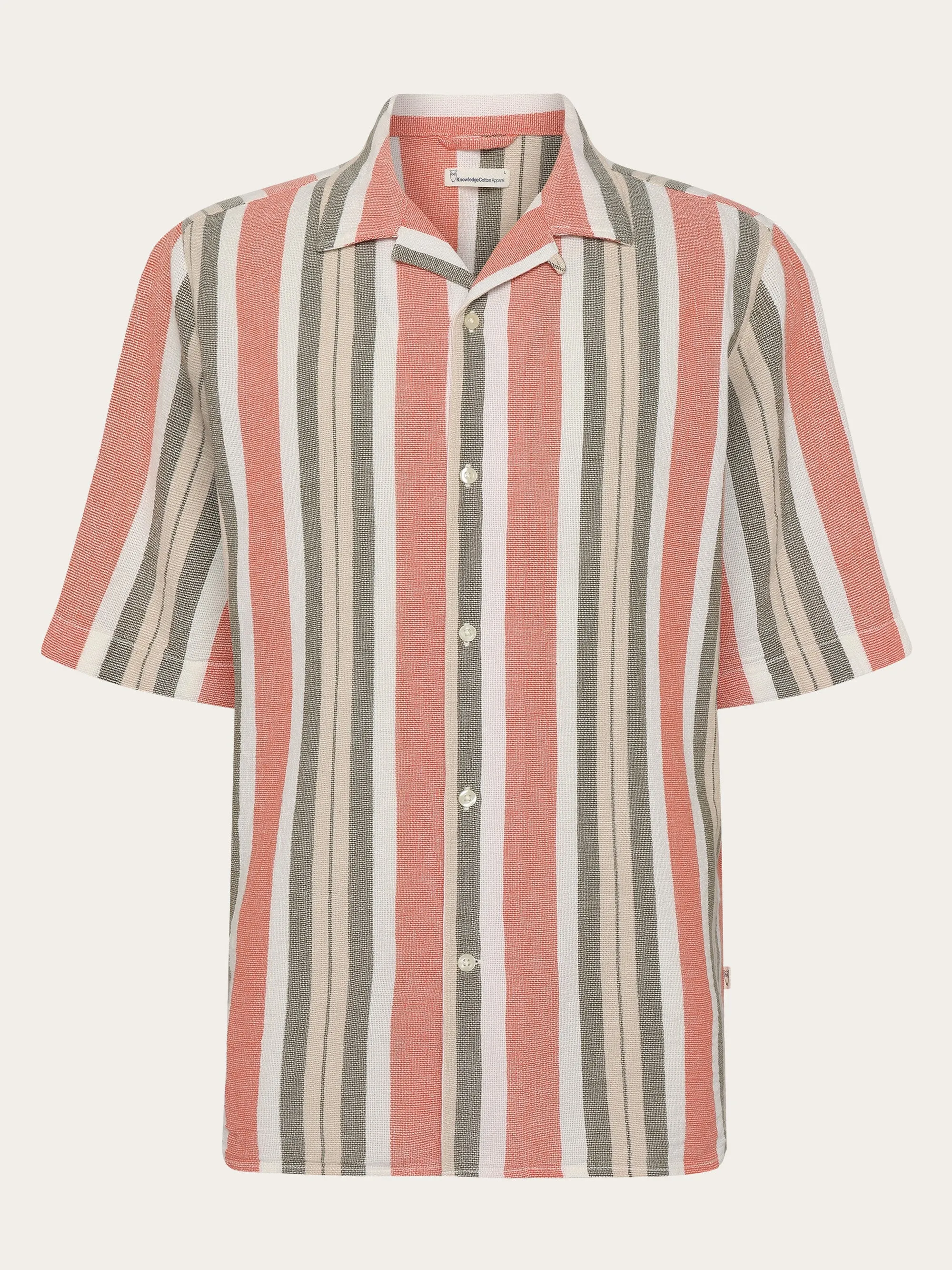 Box short sleeve striped cotton shirt GOTS/Vegan - Green stripe