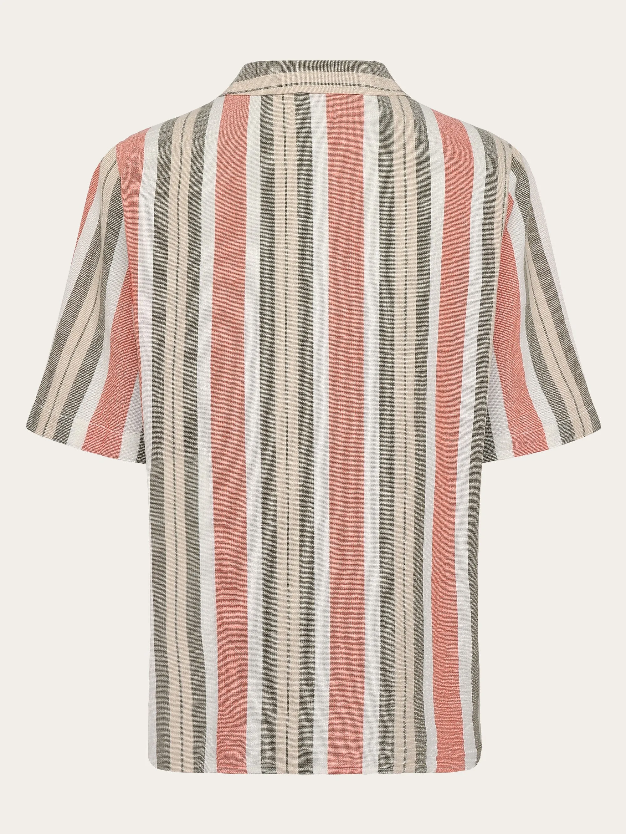 Box short sleeve striped cotton shirt GOTS/Vegan - Green stripe