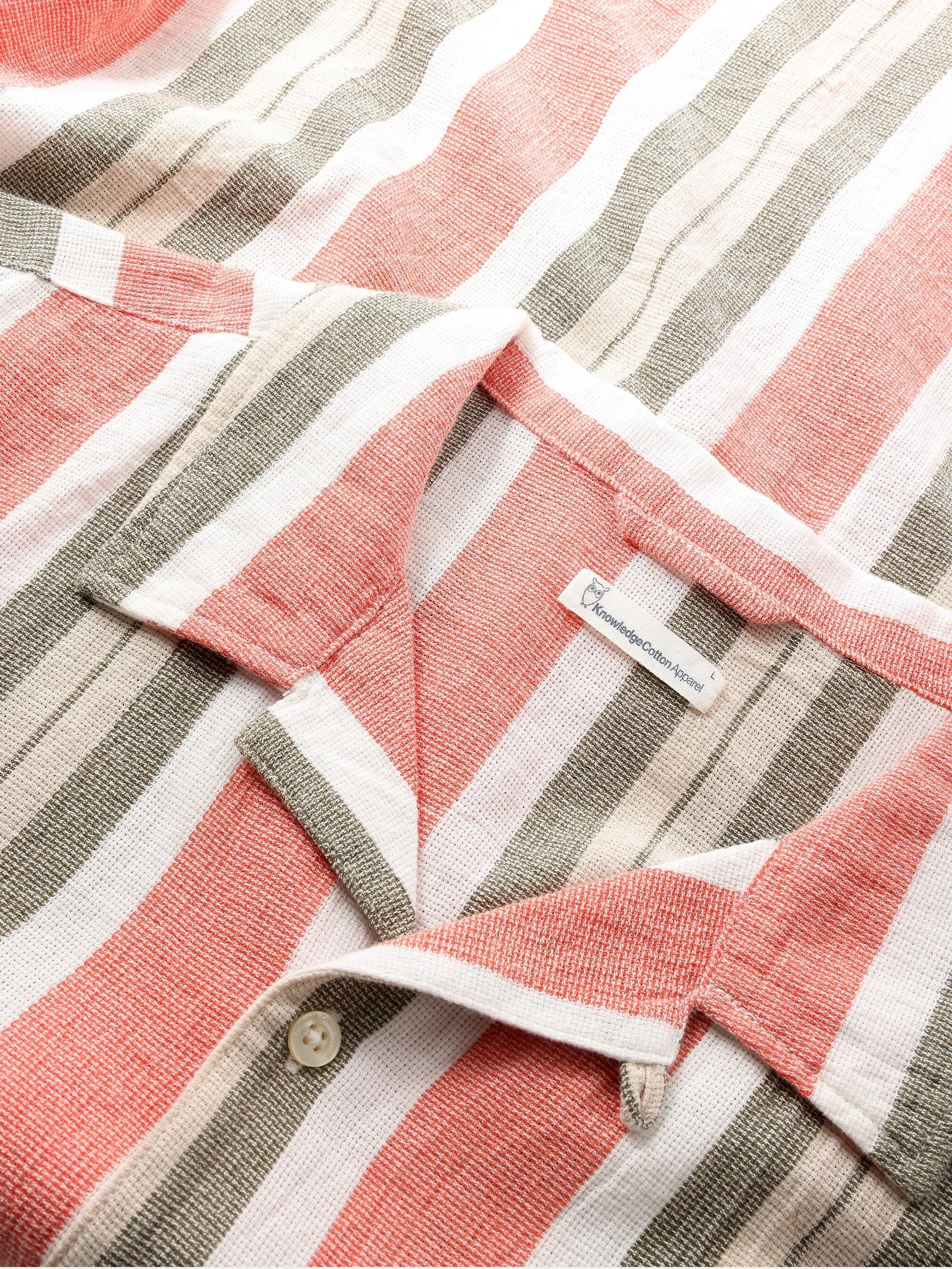 Box short sleeve striped cotton shirt GOTS/Vegan - Green stripe