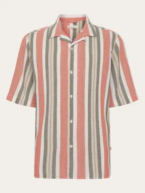 Box short sleeve striped cotton shirt GOTS/Vegan - Green stripe