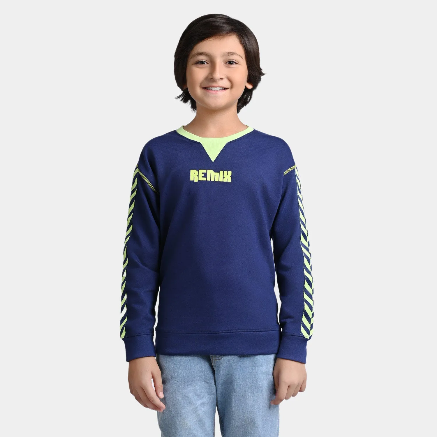 Boys Fleece Sweatshirt Remix-NAVY