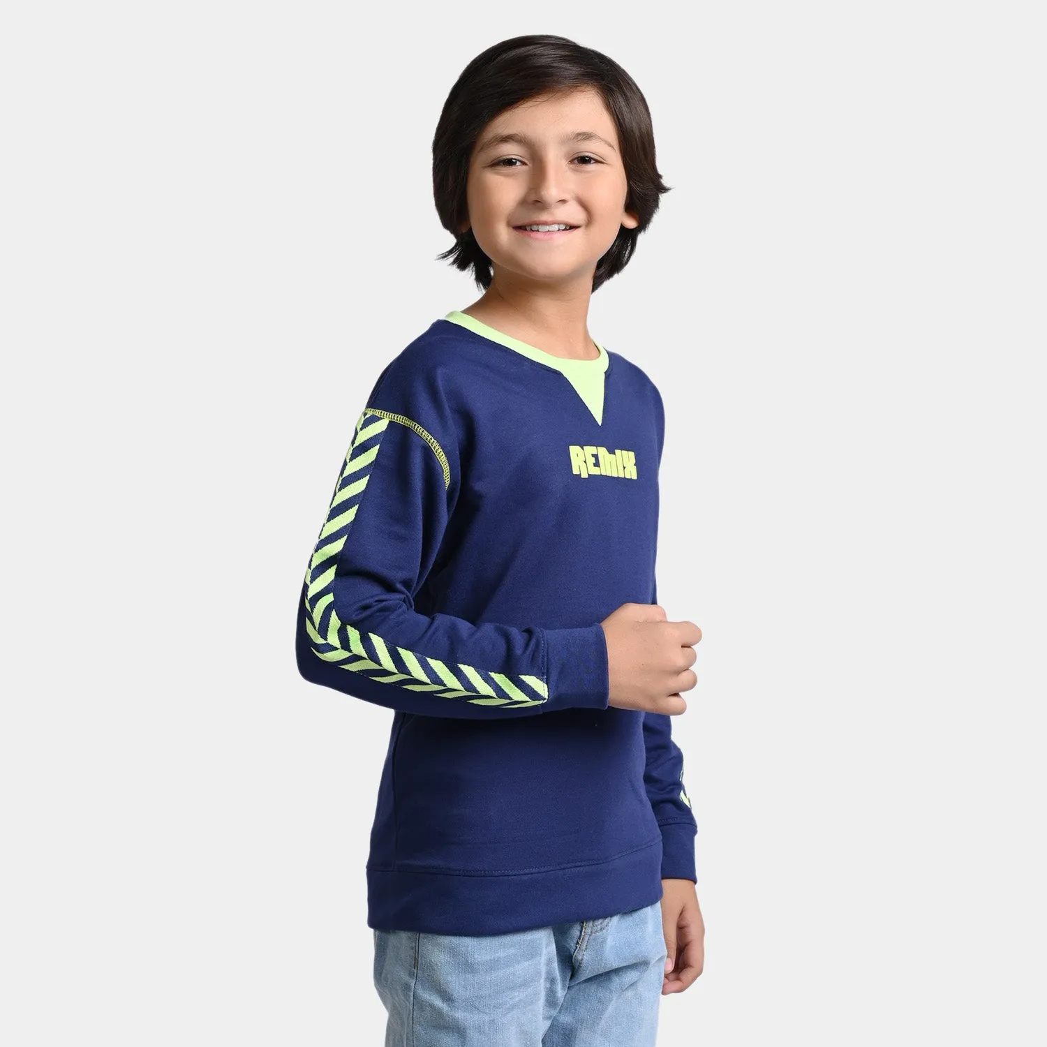 Boys Fleece Sweatshirt Remix-NAVY