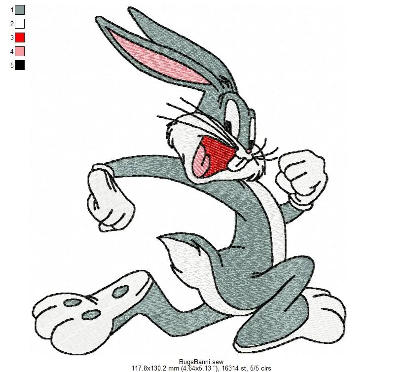 Bugs Bunny Embroidery Design – High-Quality Cartoon