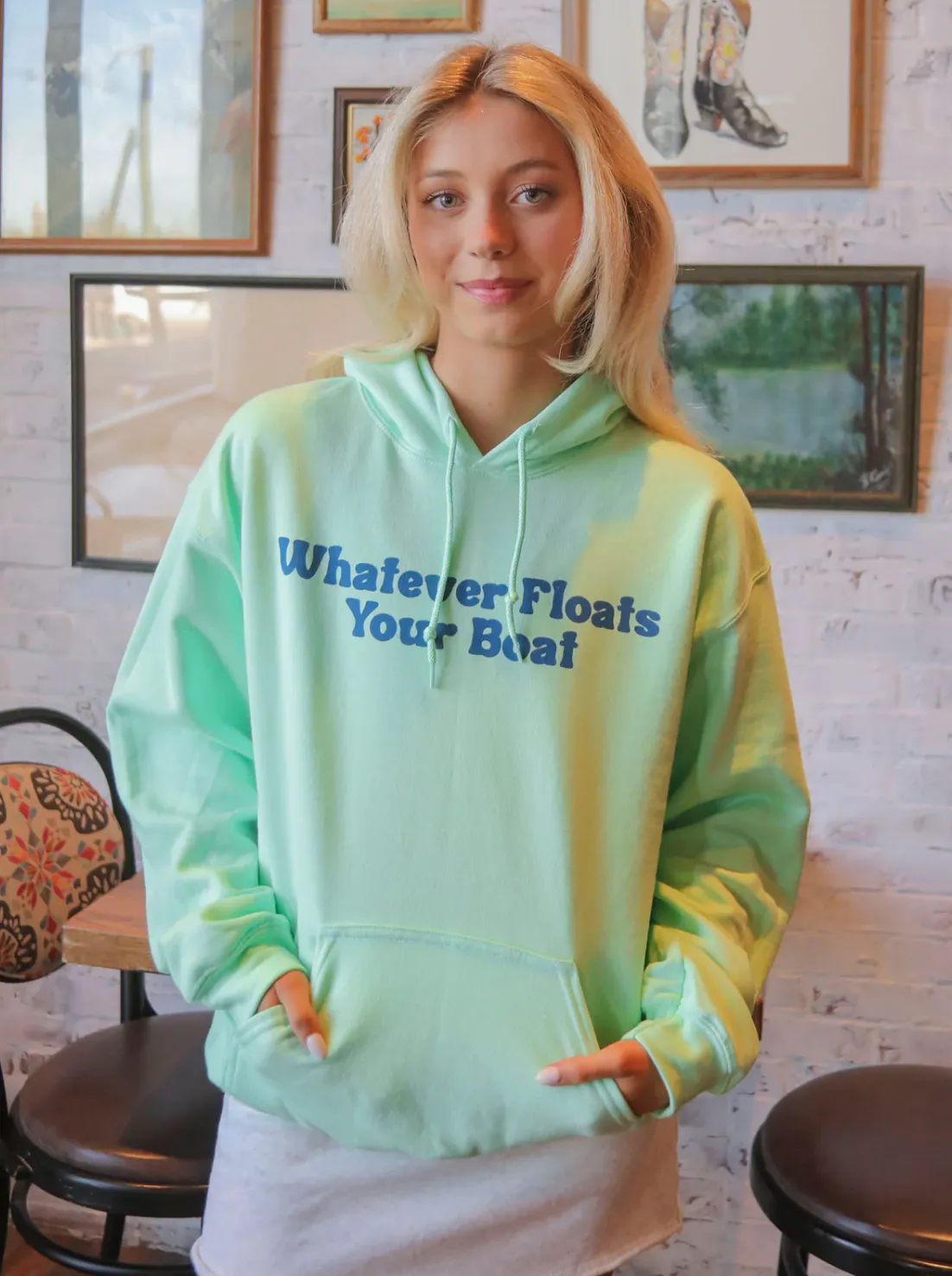 charlie southern: whatever floats your boat hoodie (front   back)