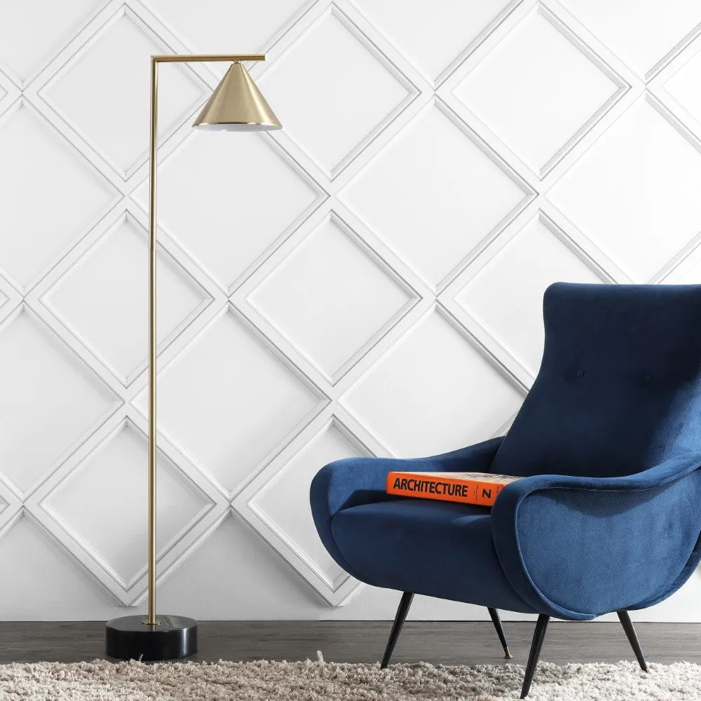 Chelsea 60" Metal/Marble Cone Shade LED Floor Lamp