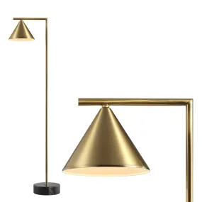 Chelsea 60" Metal/Marble Cone Shade LED Floor Lamp