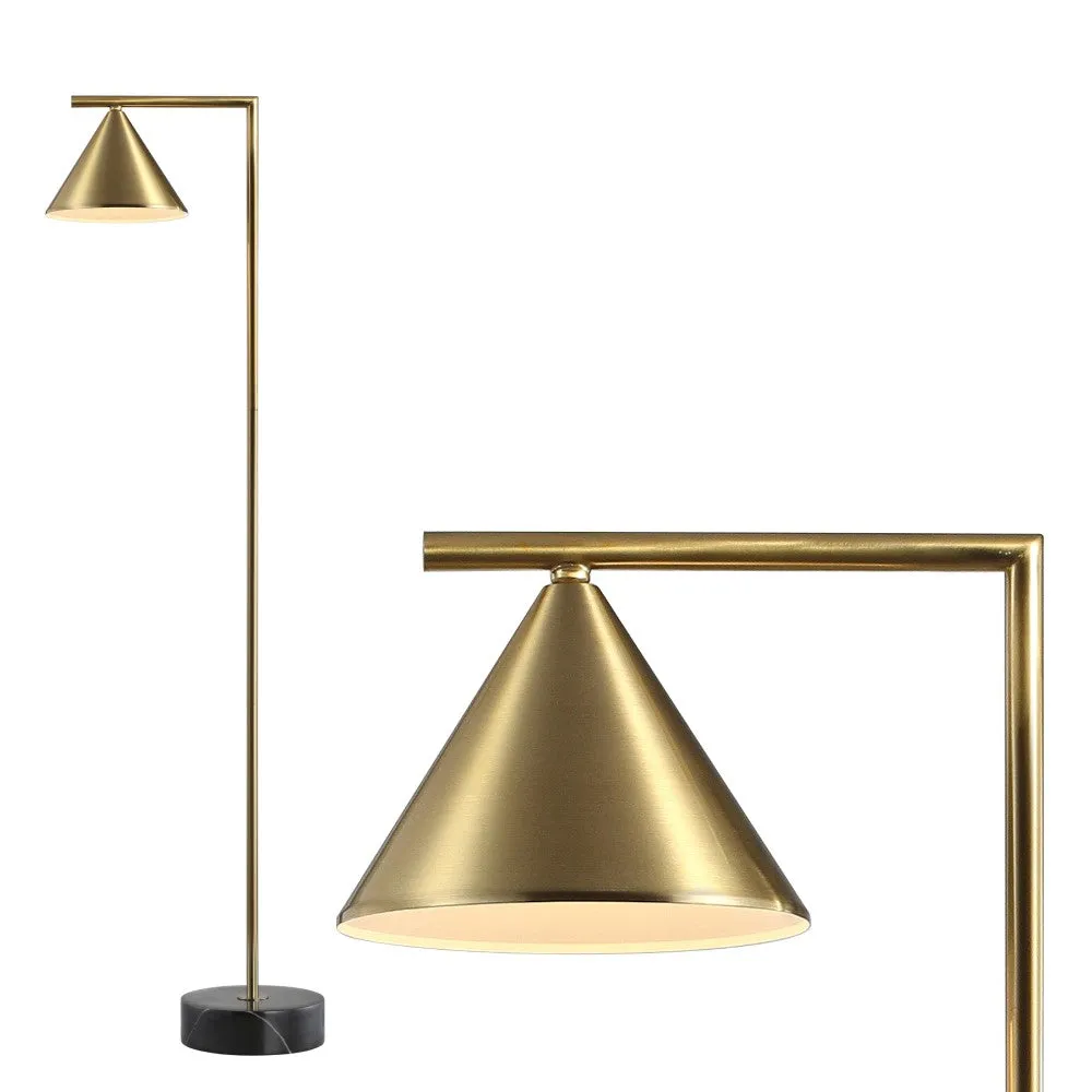 Chelsea 60" Metal/Marble Cone Shade LED Floor Lamp