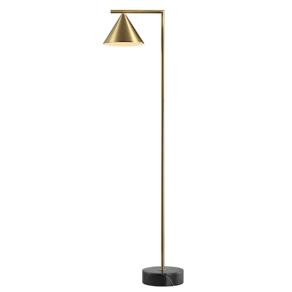 Chelsea 60" Metal/Marble Cone Shade LED Floor Lamp