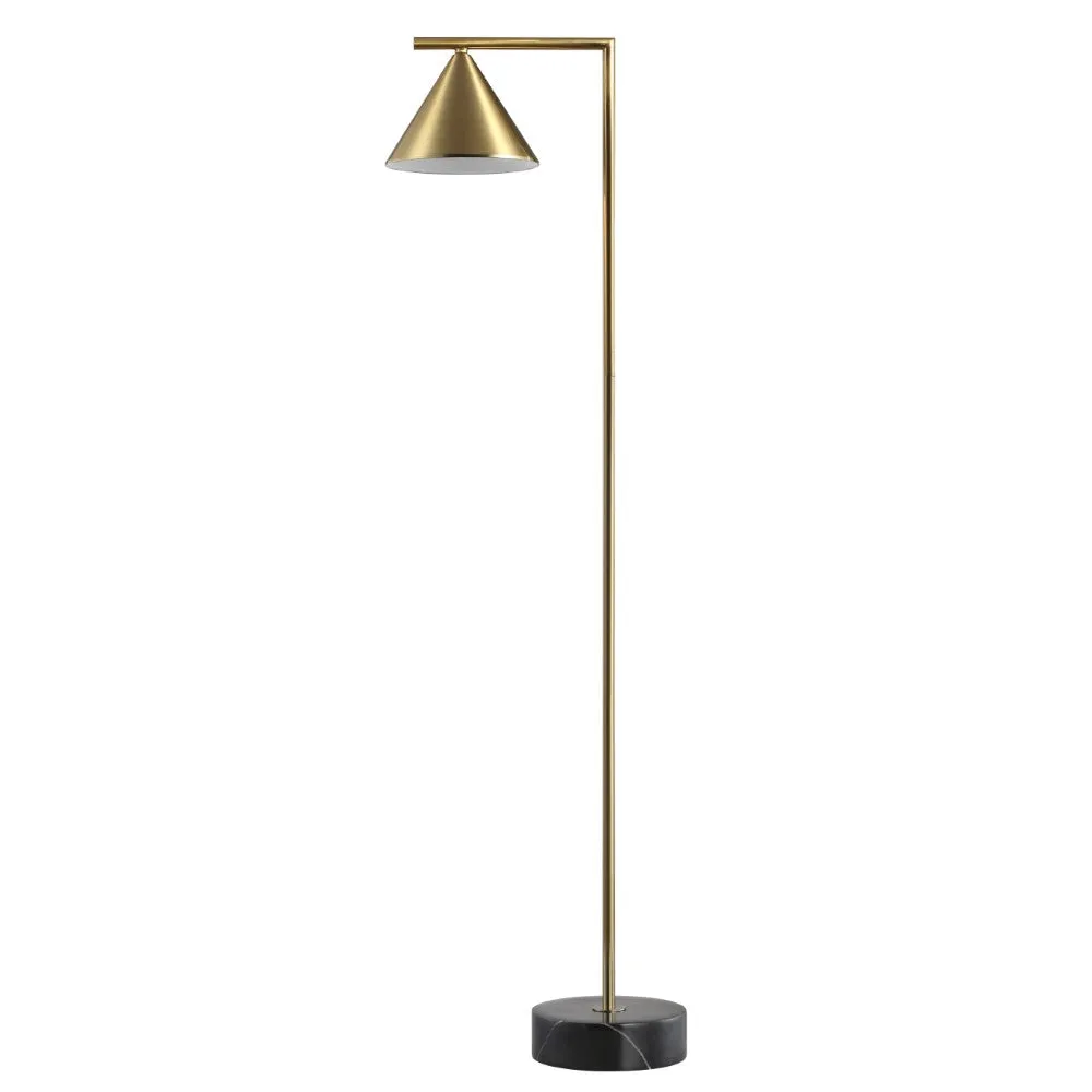 Chelsea 60" Metal/Marble Cone Shade LED Floor Lamp