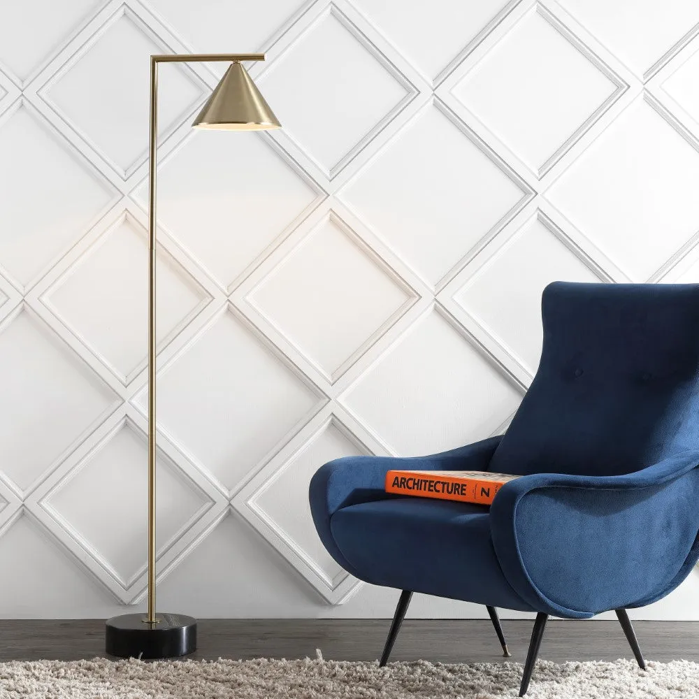 Chelsea 60" Metal/Marble Cone Shade LED Floor Lamp