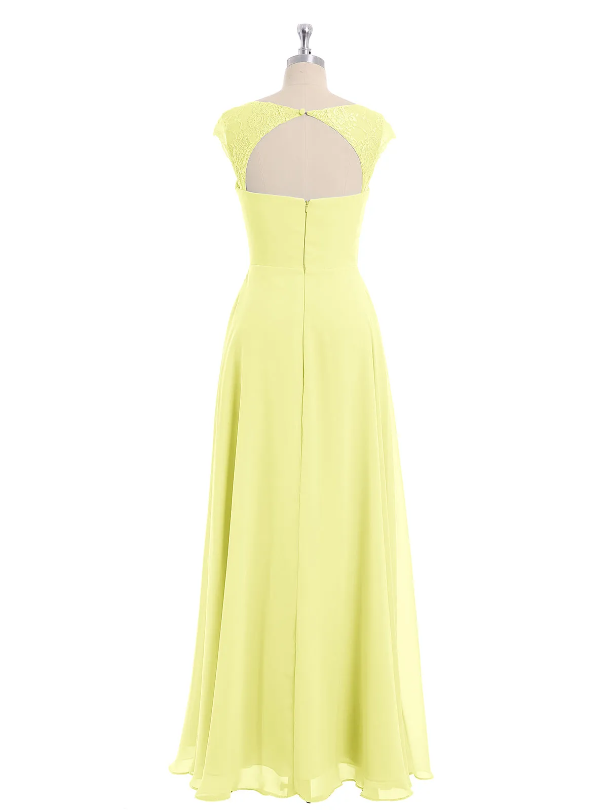 Chiffon Bridesmaid Dresses with Lace Cap Sleeves-Daffodil Plus Size