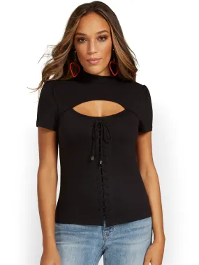 Corset Cut-Out Knit Top