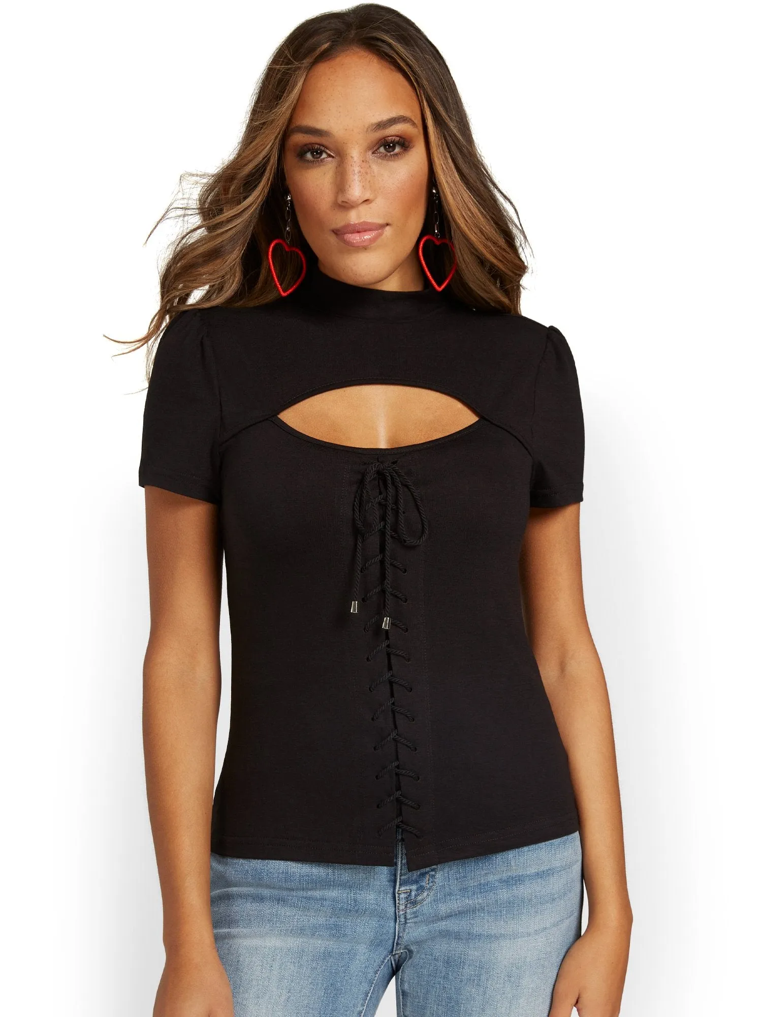 Corset Cut-Out Knit Top