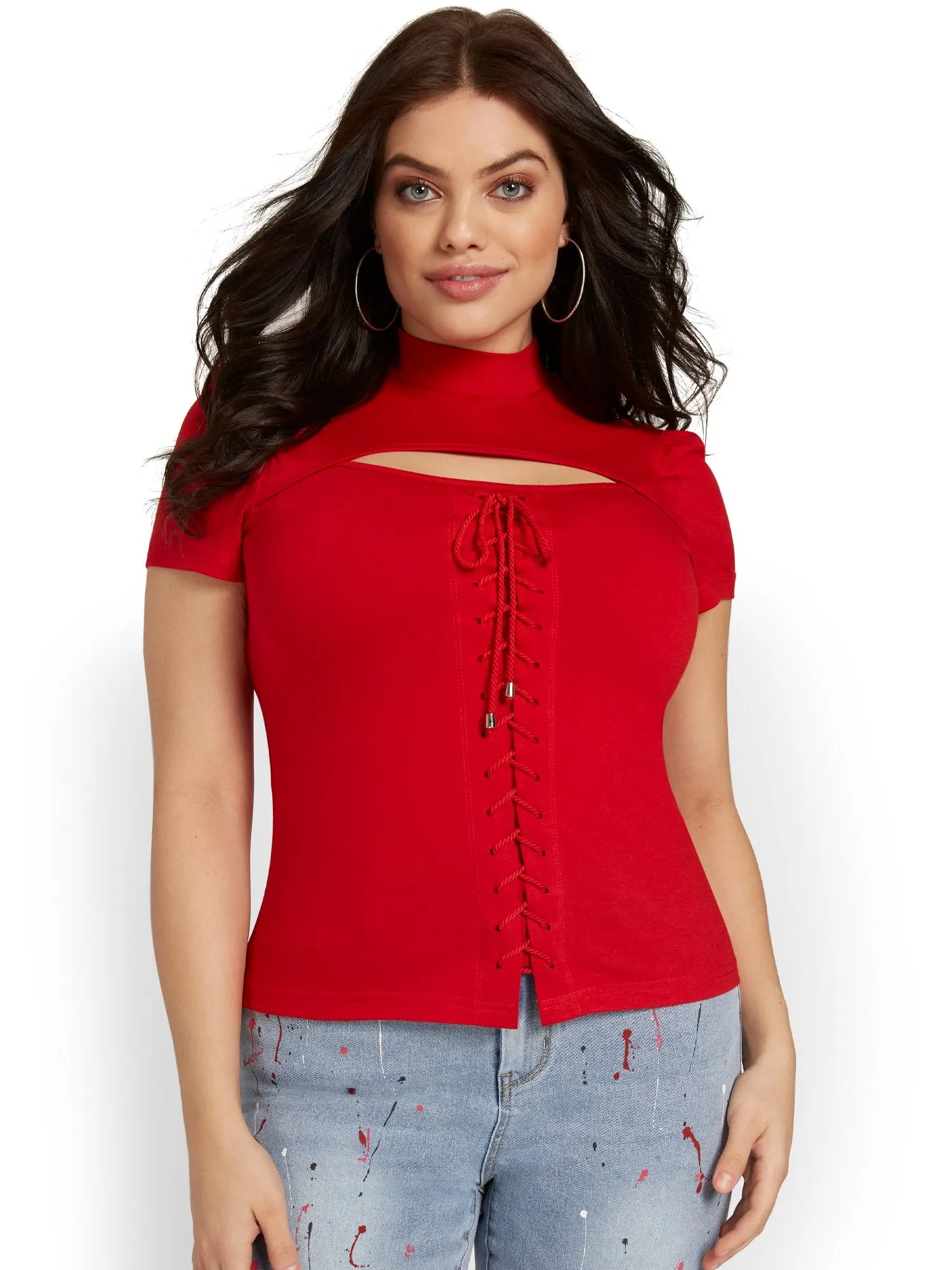 Corset Cut-Out Knit Top
