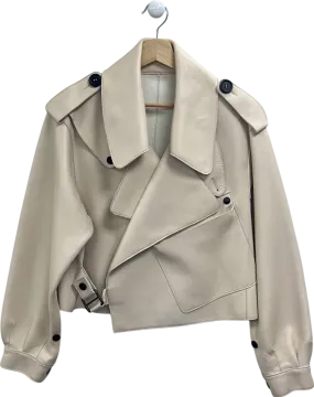 Cream Cropped Trench Coat UK S