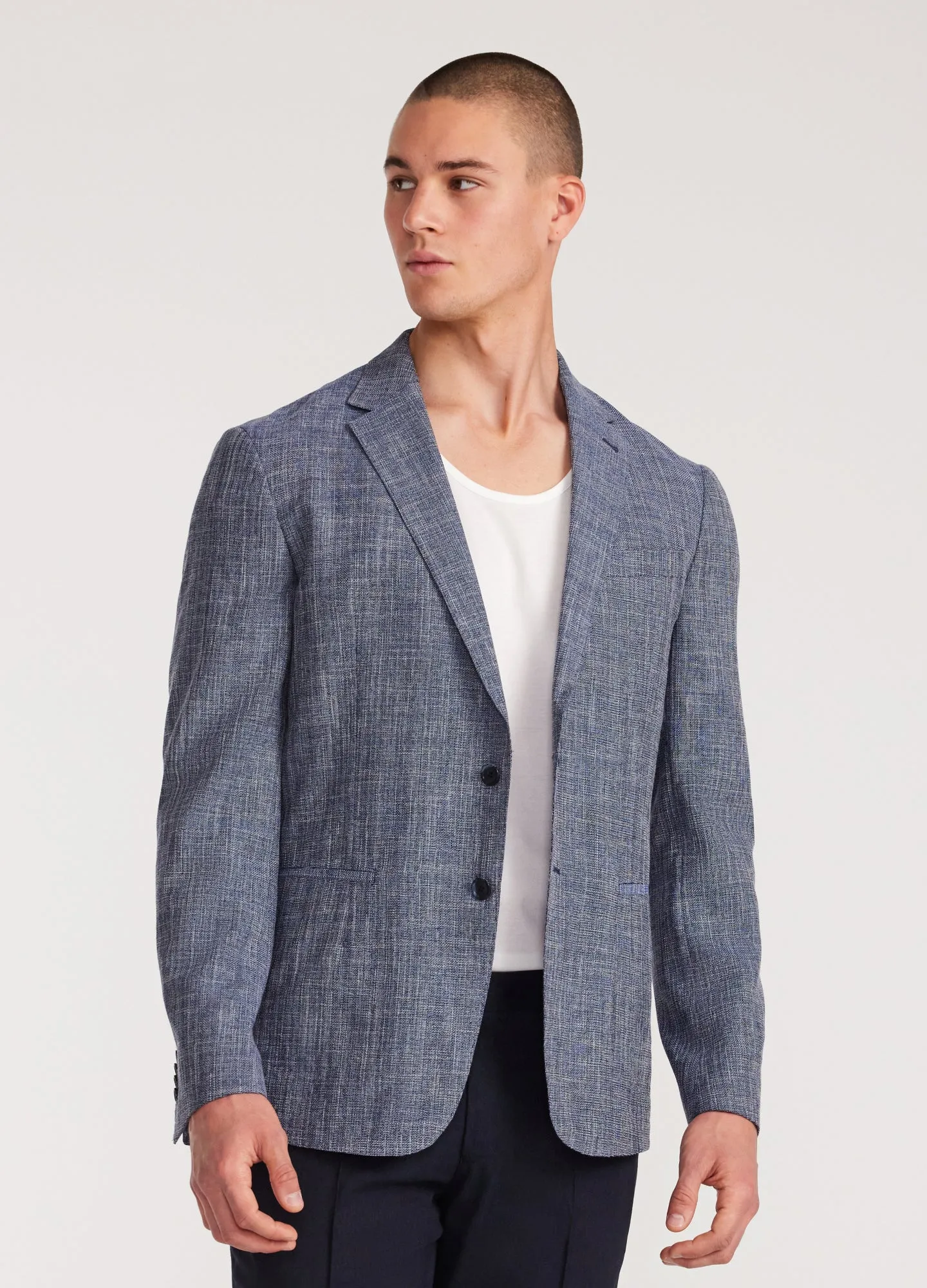 Crossweave Suit Jacket Blue