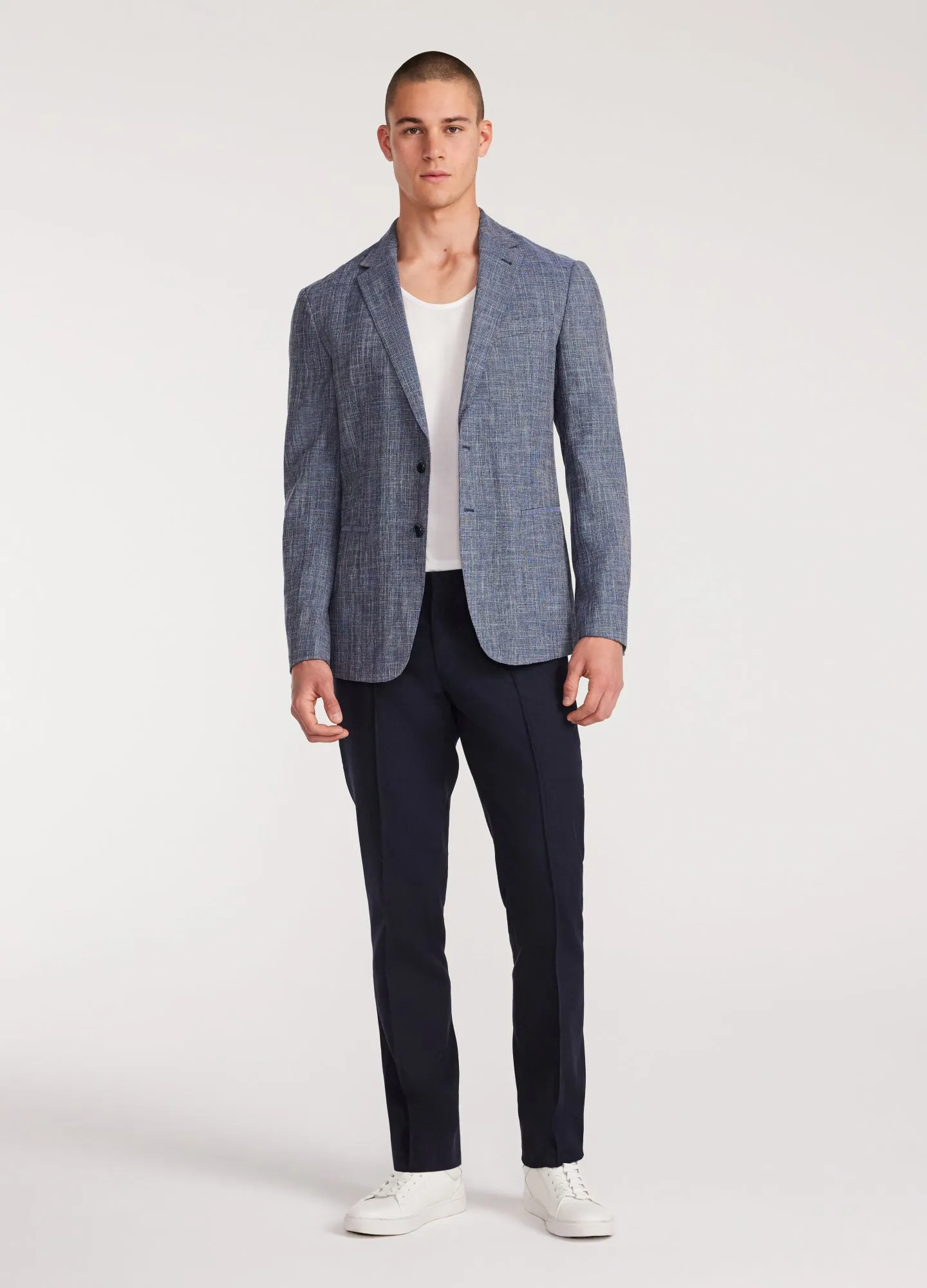 Crossweave Suit Jacket Blue