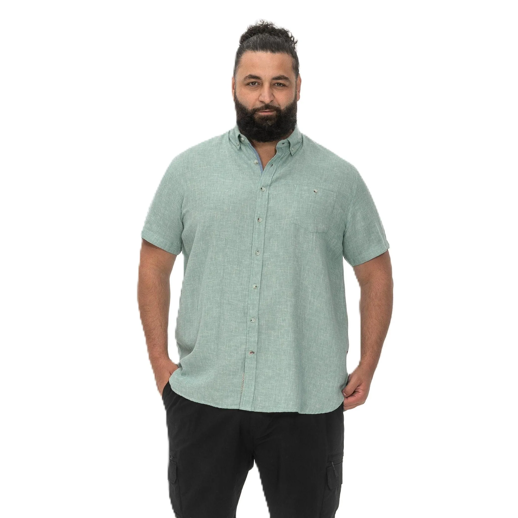 D555 Mens Falmouth Big & Tall Linen Short Sleeve Shirt