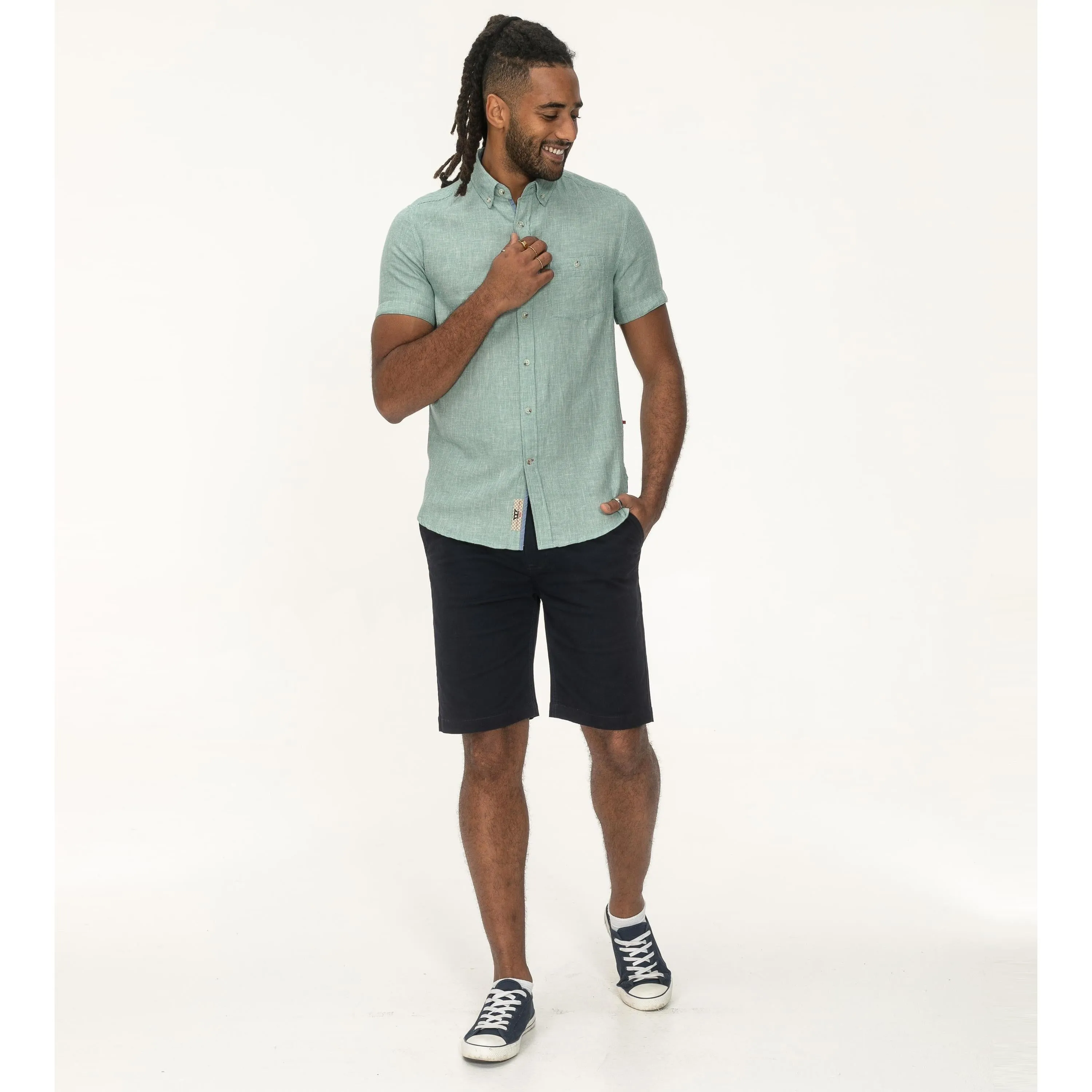 D555 Mens Falmouth Big & Tall Linen Short Sleeve Shirt