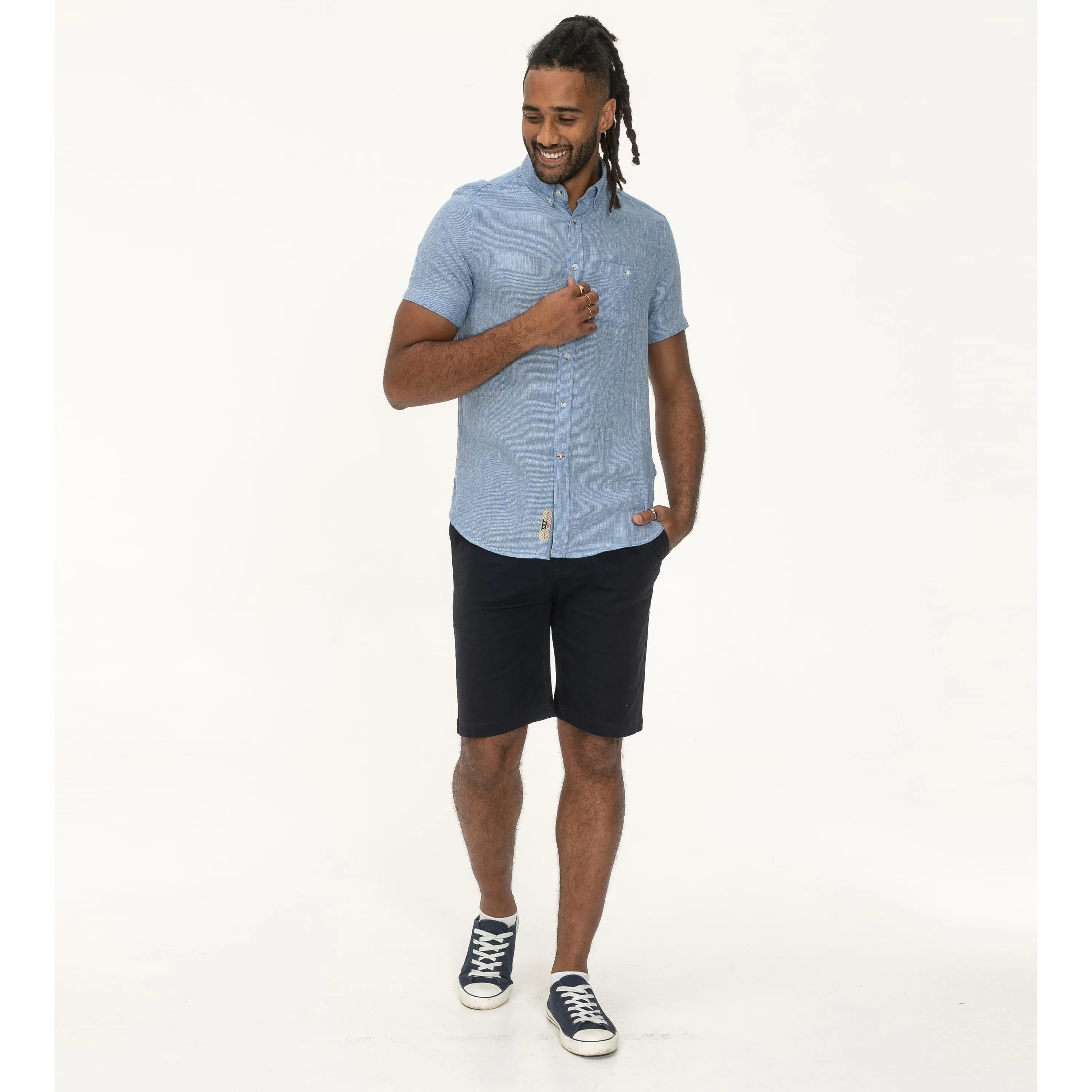 D555 Mens Falmouth Big & Tall Linen Short Sleeve Shirt