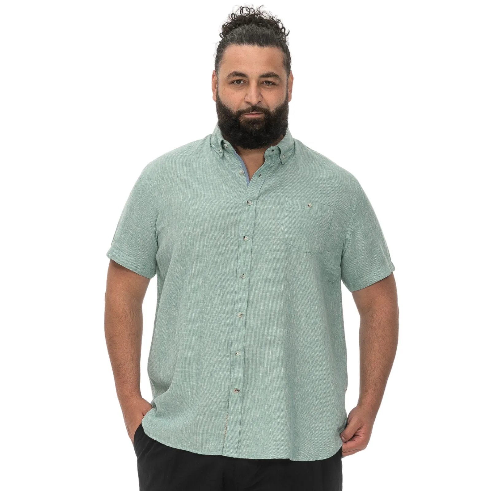 D555 Mens Falmouth Big & Tall Linen Short Sleeve Shirt