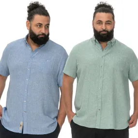 D555 Mens Falmouth Big & Tall Linen Short Sleeve Shirt