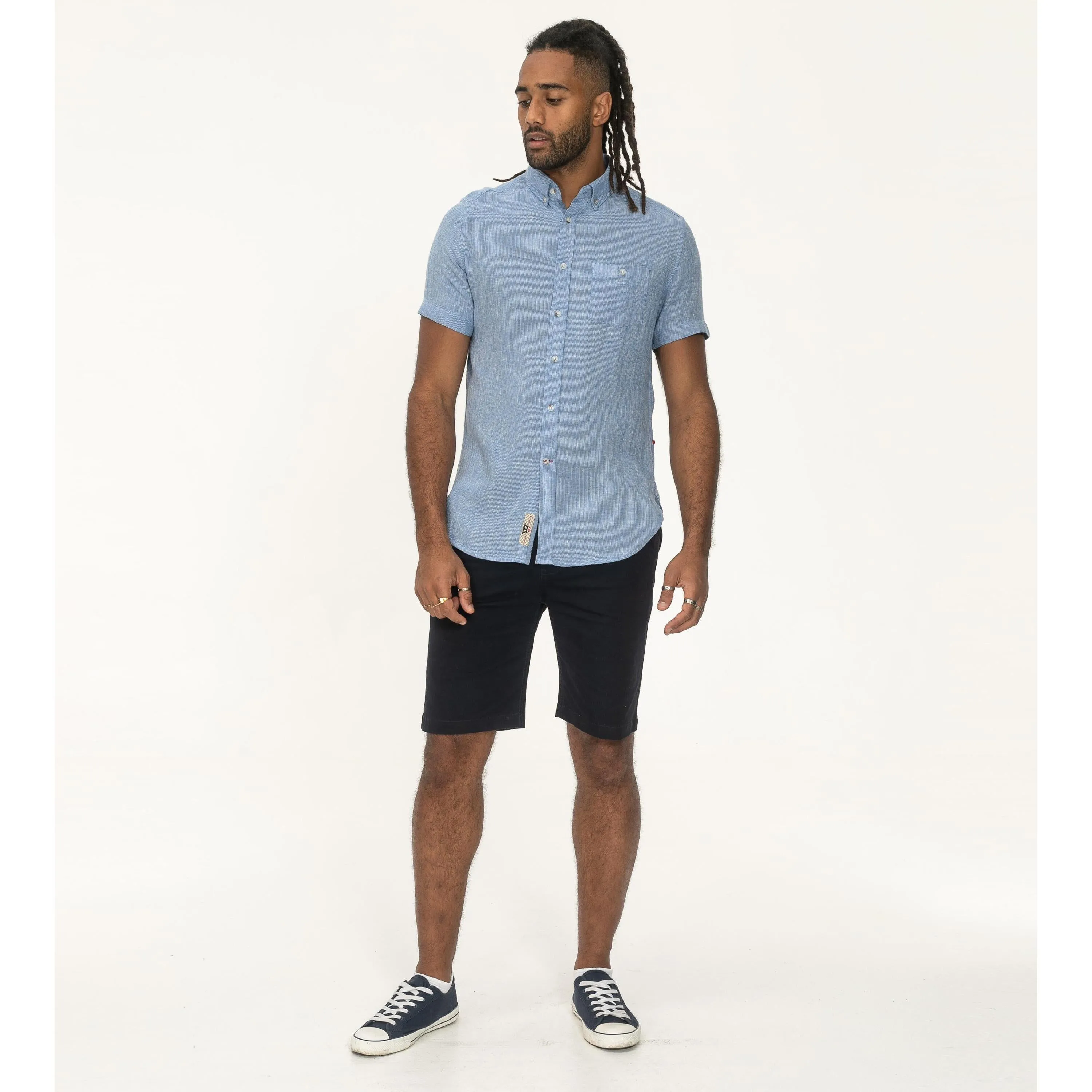 D555 Mens Falmouth Big & Tall Linen Short Sleeve Shirt