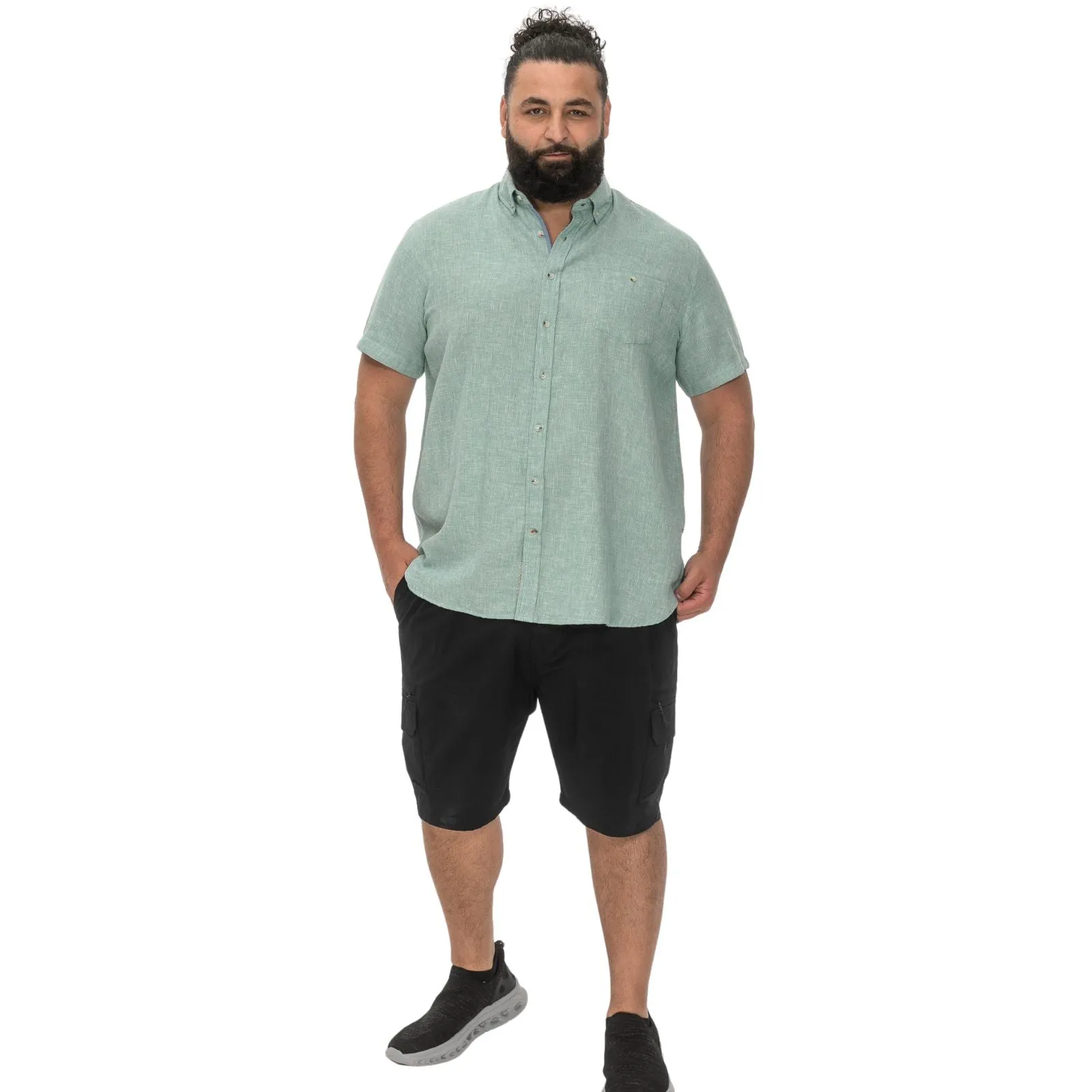 D555 Mens Falmouth Big & Tall Linen Short Sleeve Shirt