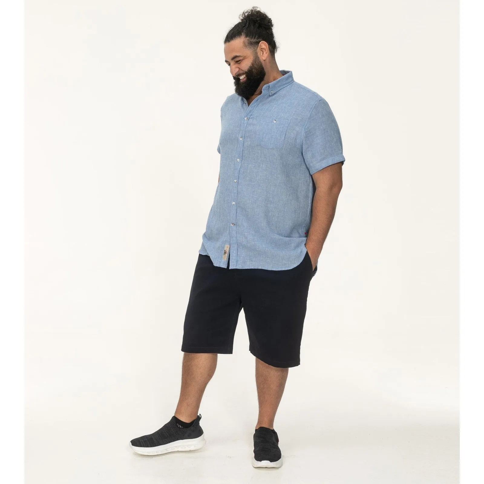 D555 Mens Falmouth Big & Tall Linen Short Sleeve Shirt