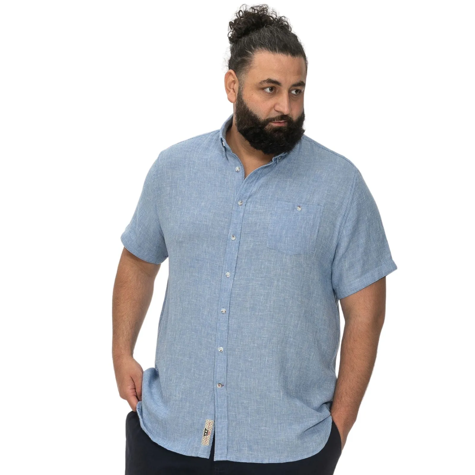 D555 Mens Falmouth Big & Tall Linen Short Sleeve Shirt