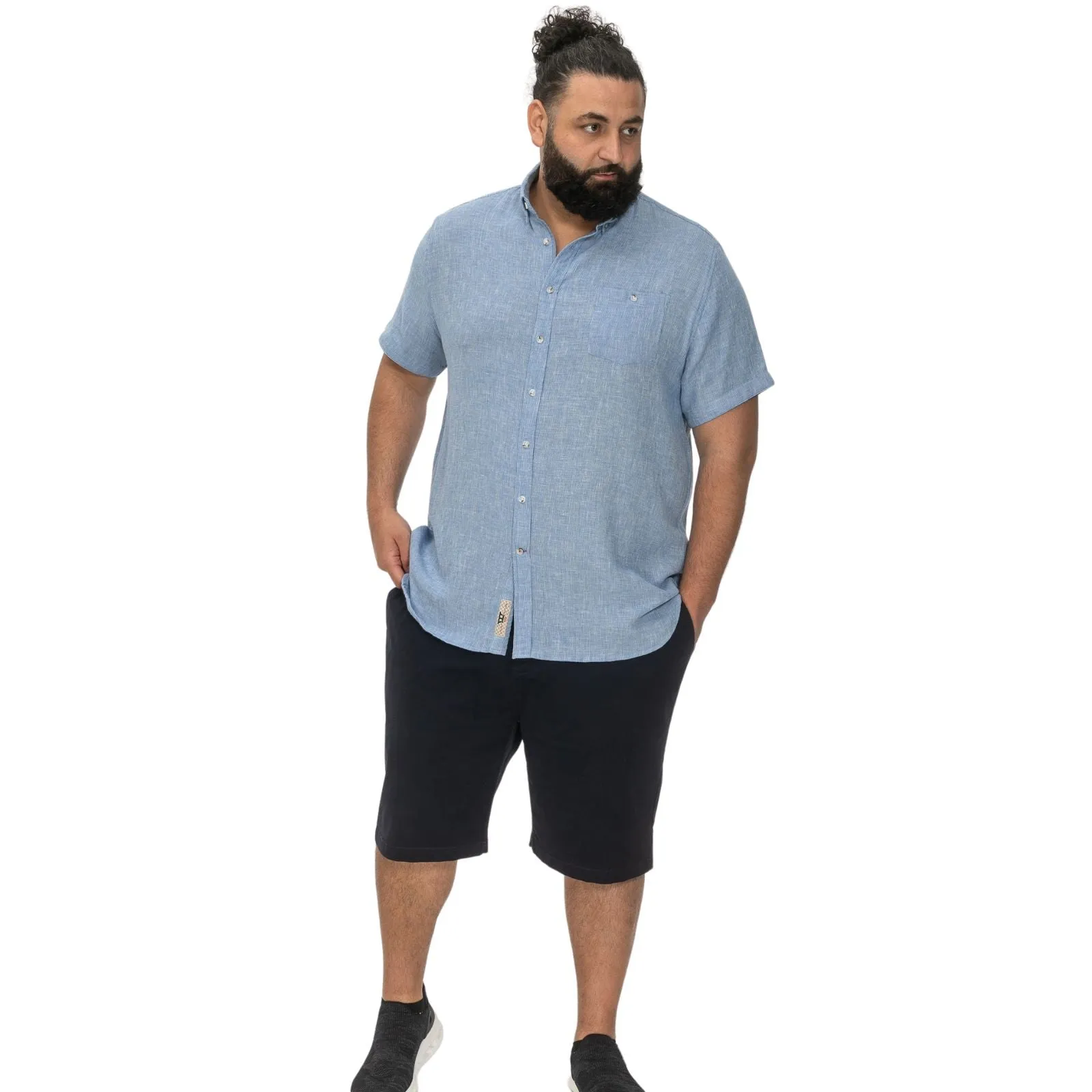 D555 Mens Falmouth Big & Tall Linen Short Sleeve Shirt