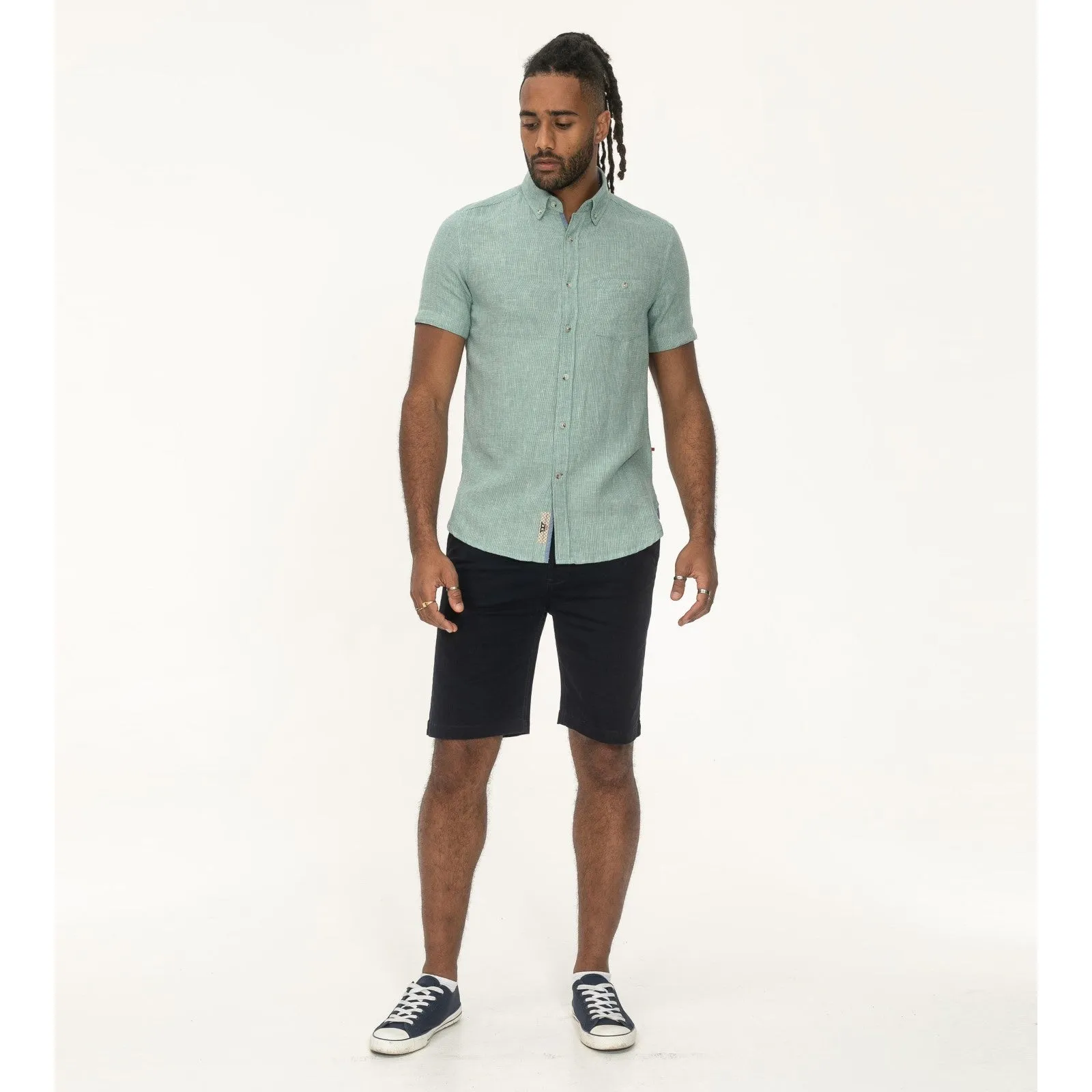 D555 Mens Falmouth Big & Tall Linen Short Sleeve Shirt