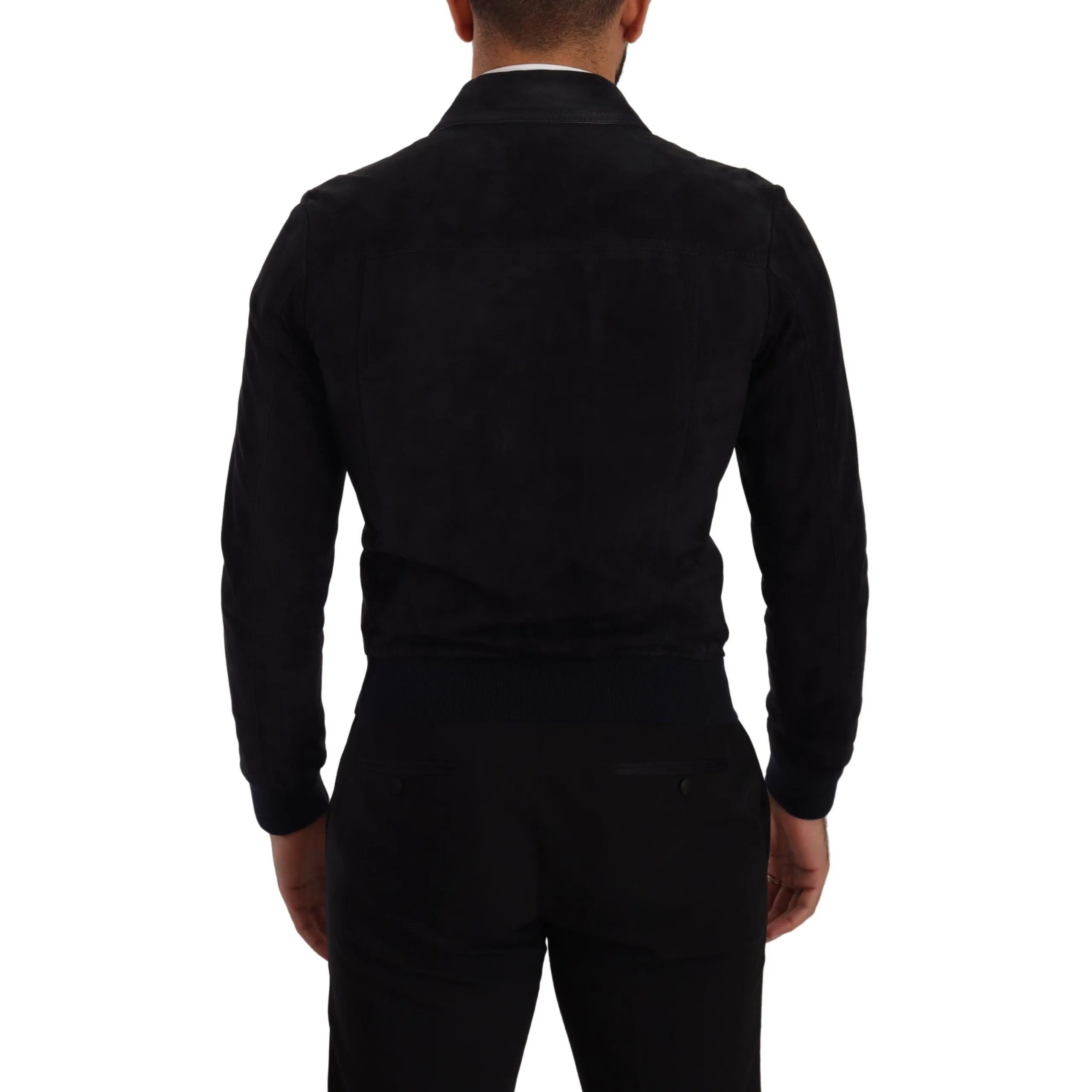Dolce & Gabbana Elegant Blue Suede Short Jacket