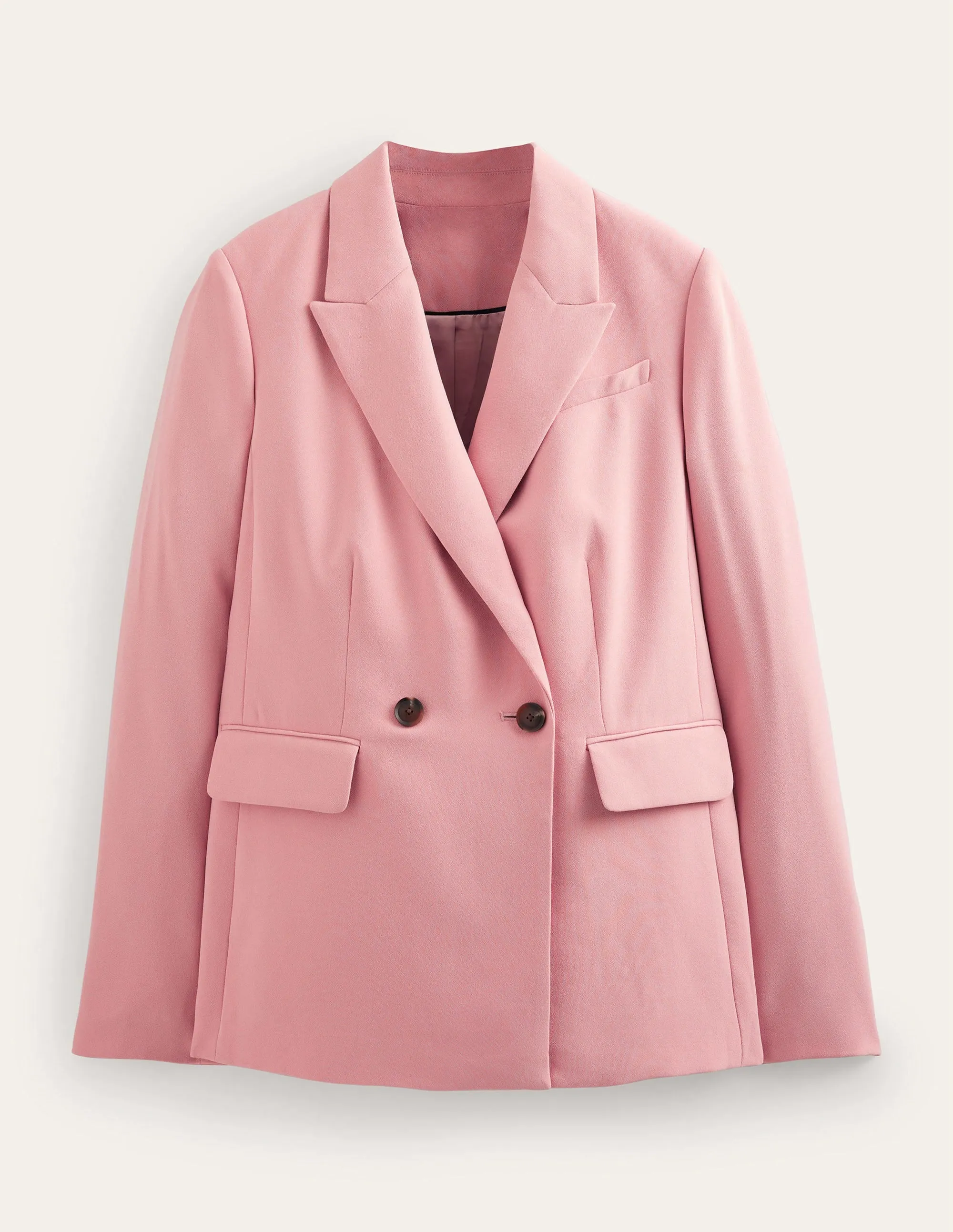 Double Breasted Crepe Blazer-Rose Pink