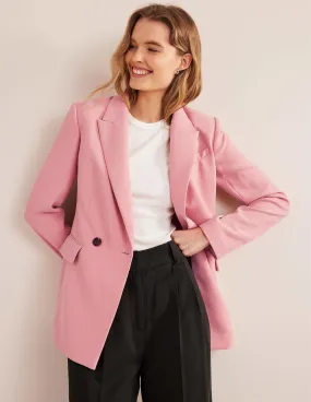 Double Breasted Crepe Blazer-Rose Pink